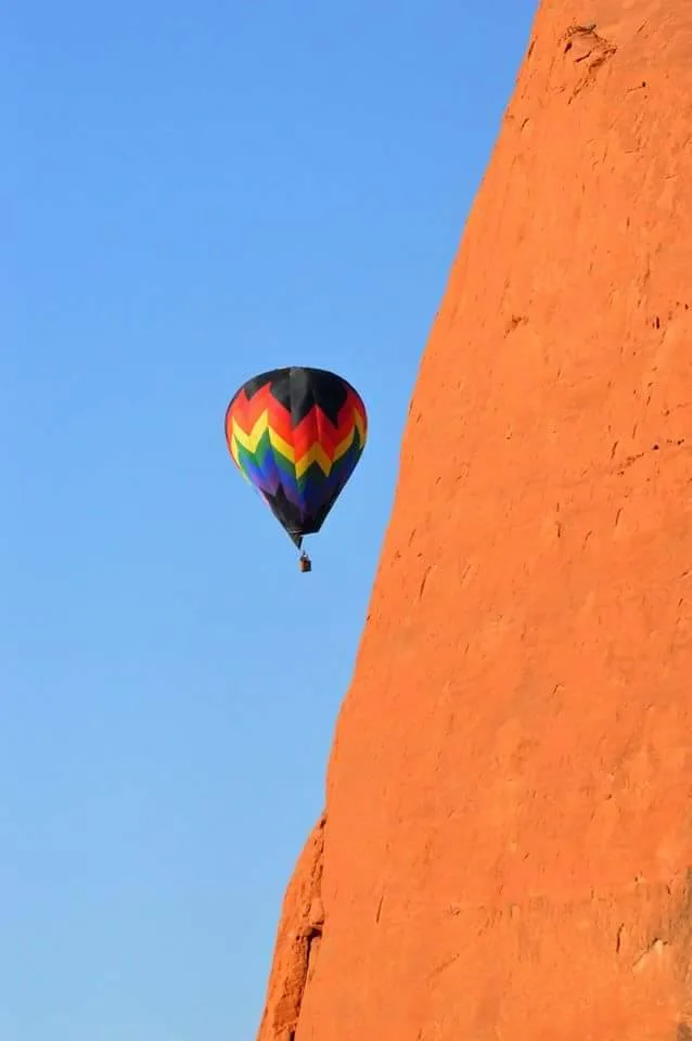 Ballon next to cliff face